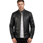 Avan Black Leather Bomber Jacket