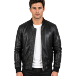 Bomia Ma-1 Black Leather Bomber Jacket