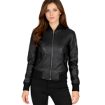 Ava Ma-1 Black Leather Bomber Jacket