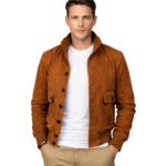 Eaton Brown Suede Bomber Jacket