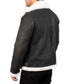 B-3 Distressed Black Leather Bomber Jacket - Image 4