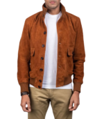 Eaton Brown Suede Bomber Jacket - Image 3