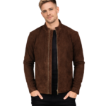 Charcoal Mocha Suede Biker Jacket