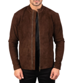 Charcoal Mocha Suede Biker Jacket - Image 3