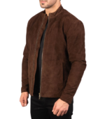Charcoal Mocha Suede Biker Jacket - Image 4