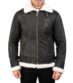 B-3 Distressed Black Leather Bomber Jacket - Image 5