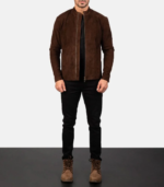 Charcoal Mocha Suede Biker Jacket - Image 5
