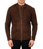 Charcoal Mocha Suede Biker Jacket - Image 6