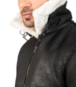 B-3 Distressed Black Leather Bomber Jacket - Image 6