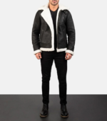 B-3 Distressed Black Leather Bomber Jacket - Image 7