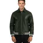 Walton Green Leather Varsity Jacket