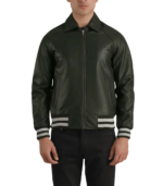 Walton Green Leather Varsity Jacket - Image 3