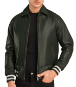 Walton Green Leather Varsity Jacket - Image 5