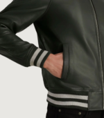 Walton Green Leather Varsity Jacket - Image 7