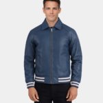 Walton Blue Leather Varsity Jacket