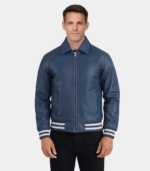 Walton Blue Leather Varsity Jacket