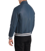Walton Blue Leather Varsity Jacket - Image 2