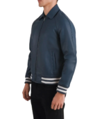 Walton Blue Leather Varsity Jacket - Image 4