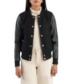 Women's Green & Black Hybrid Varsity Jacket ? Svea - Image 2