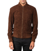 Shane Mocha Suede Bomber Jacket - Image 2