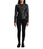 Sally Mae Studded Black Leather Biker Jacket - Image 5