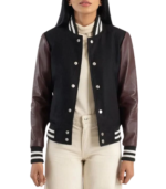 Savant Maroon & Black Hybrid Varsity Jacket - Image 2