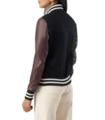 Savant Maroon & Black Hybrid Varsity Jacket - Image 3