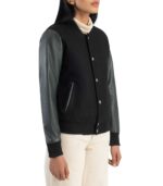Women's Green & Black Hybrid Varsity Jacket ? Svea - Image 3