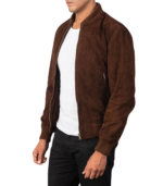 Shane Mocha Suede Bomber Jacket - Image 3