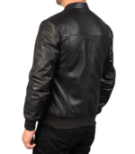 Avan Black Leather Bomber Jacket - Image 6