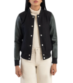 Savant Green & Black Hybrid Varsity Jacket - Image 2