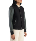 Savant Green & Black Hybrid Varsity Jacket - Image 3