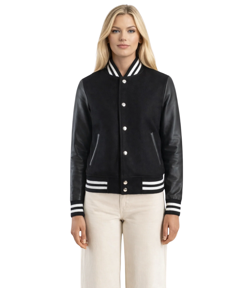 35 Savant Black Hybrid Varsity Jacket - Image 1