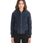 Ava Ma-1 Blue Suede Bomber Jacket