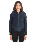 Ava Ma-1 Blue Suede Bomber Jacket