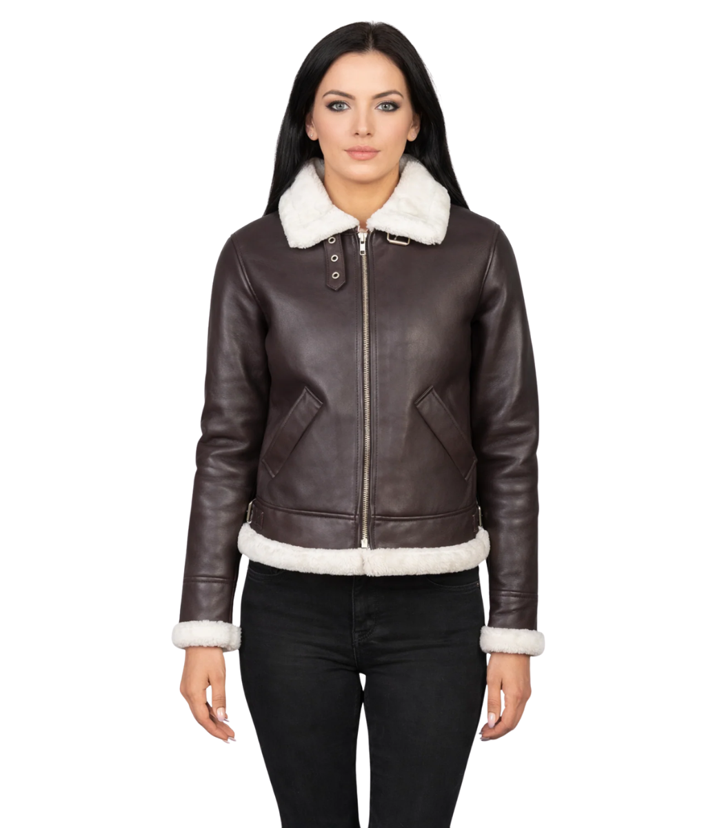 40 Sherilyn B-3 Maroon Leather Bomber Jacket - Image 1