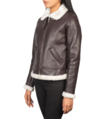 Sherilyn B-3 Maroon Leather Bomber Jacket - Image 5