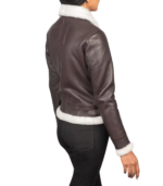 Sherilyn B-3 Maroon Leather Bomber Jacket - Image 2