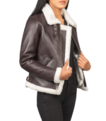 Sherilyn B-3 Maroon Leather Bomber Jacket - Image 3