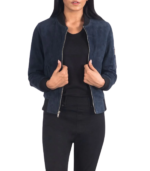 Ava Ma-1 Blue Suede Bomber Jacket - Image 2
