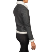 Sherilyn B-3 Black & White Leather Bomber Jacket - Image 5