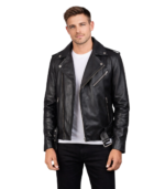 Allaric Alley Black Leather Biker Jacket