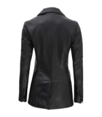 Breanna Women Double Breasted Black Leather Blazer - Image 3