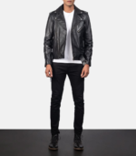 Allaric Alley Black Leather Biker Jacket - Image 5