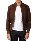 Shane Mocha Suede Bomber Jacket - Image 6