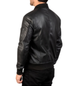 Bomia Ma-1 Black Leather Bomber Jacket - Image 6