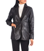 Norma Brown Leather Blazer - Image 2