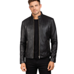 Adornica Black Leather Biker Jacket