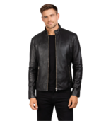 Adornica Black Leather Biker Jacket