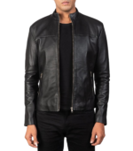 Adornica Black Leather Biker Jacket - Image 3
